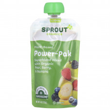 Sprout Organics, Power Pak, для детей от 12 месяцев, суперфуд с органической грушей, ягодой и бананом, 113 г (4,0 унции)