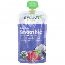 Sprout Organics, детское питание, безмолочный смузи, от 12 месяцев, ягоды, виноград, кокосовое молоко, овощи и семена льна, 113 г (4 унции)