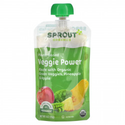 Sprout Organics, Детское питание, Veggie Power, от 12 месяцев, зеленые овощи, ананас и яблоко, 113 г (4 унции)