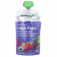 Sprout Organics, Veggie Power, от 12 месяцев и старше, фиолетовая морковь, клубника, виноград и батат, 113 г (4 унции)