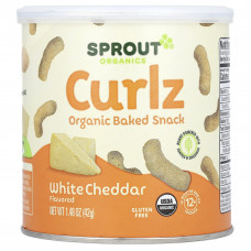 Sprout Organics, Curlz, органический снек-печенье, от 12 месяцев и старше, белый чеддер, 42 г (1,48 унции)