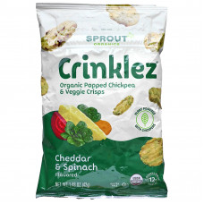 Sprout Organics, Crinklez, снек из нута и овощей, для малышей от 12 месяцев, чеддер и шпинат, 42 г (1,48 унции)