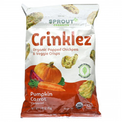 Sprout Organics, Crinklez, снек из нута и овощей, для малышей от 12 месяцев, тыква и морковь, 42 г (1,48 унции)