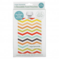 Sage Spoonfuls, Многоразовые пакетики для еды, от 4 месяцев, 6 упаковок