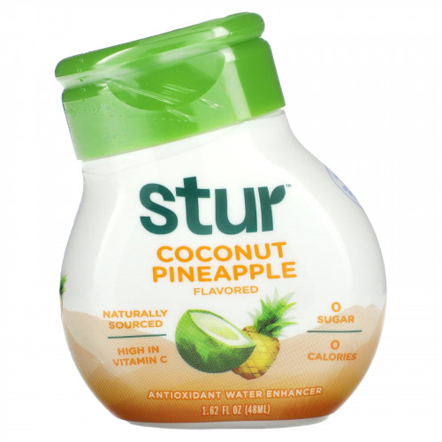 Stur, Антиоксидантный усилитель воды, кокос и ананас, 48 мл (1,62 жидк. Унции)