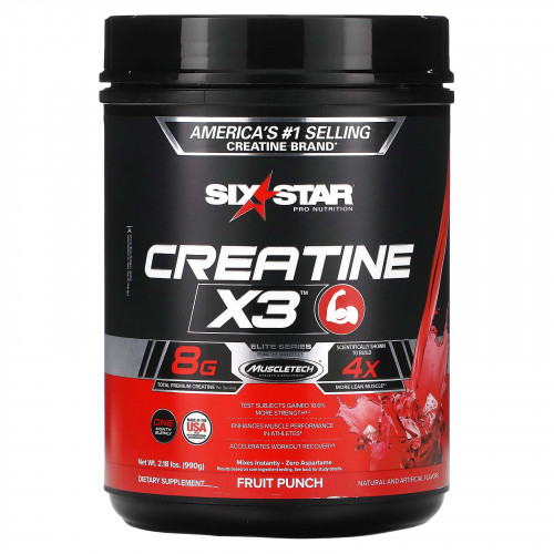 SIXSTAR, Creatine X3, фруктовый пунш, 990 г (2,18 фунта)