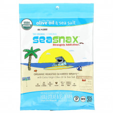 SeaSnax, упаковка органических обжаренных водорослей, оригинальный вкус, 5 больших листов, 15 г (0,54 унции)