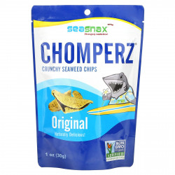SeaSnax, Chomperz, хрустящие чипсы из морских водорослей, оригинальный вкус, 1 унция (30 г)
