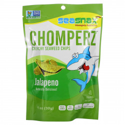 SeaSnax, Chomperz, хрустящие чипсы из морских водорослей, с перцем халапеньо, 1 унций (30 г)