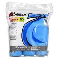 Sassy, Одноразовые мешки для подгузников, 100 мешков, рулоны по 4–25 штук