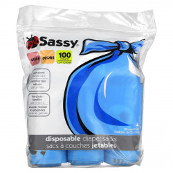 Sassy, Одноразовые мешки для подгузников, 100 мешков, рулоны по 4–25 штук