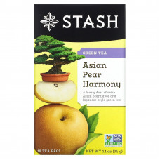 Stash Tea, зеленый чай, азиатская груша, 18 чайных пакетиков, 34 г (1,1 унции)