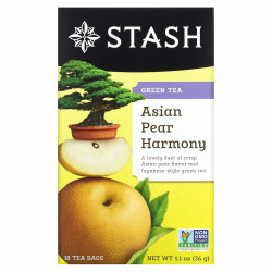 Stash Tea, зеленый чай, азиатская груша, 18 чайных пакетиков, 34 г (1,1 унции)