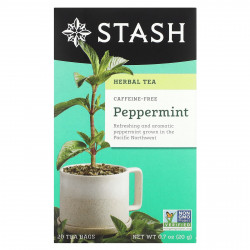 Stash Tea, Herbal Tea, перечная мята, без кофеина, 20 чайных пакетиков, 20 г (0,7 унции)