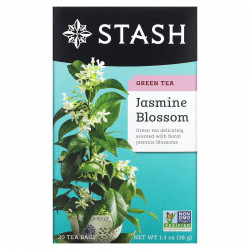 Stash Tea, Цветок жасмина, зеленый чай, 20 чайных пакетиков, 1,3 унции (38 г)