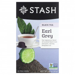Stash Tea, Черный чай, Earl Grey, 20 чайных пакетиков, 38 г (1,3 унции)