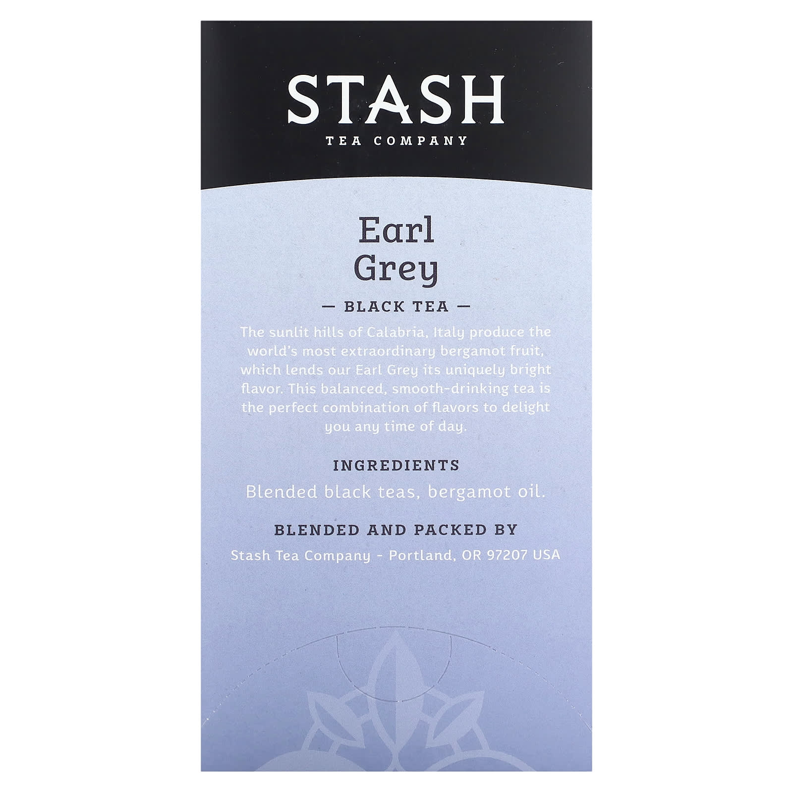 Stash Tea, Черный чай, Earl Grey, 20 чайных пакетиков, 38 г (1,3 унции)