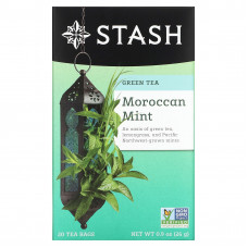 Stash Tea, зеленый чай, марокканская мята, 20 чайных пакетиков, 26 г (0,9 унции)
