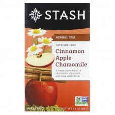 Stash Tea, Herbal Tea, корица, яблоко и ромашка, без кофеина, 20 чайных пакетиков, 40 г (1,4 унции)