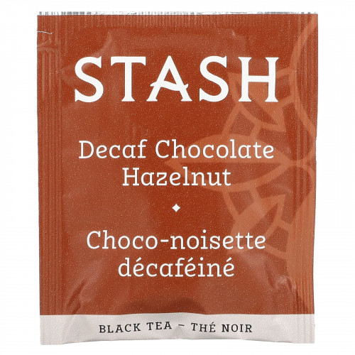 Stash Tea, Black Tea, шоколад без кофеина с фундуком, 18 чайных пакетиков, 36 г (1,2 унции)