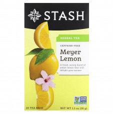 Stash Tea, Herbal Tea, лимон Мейера, без кофеина, 20 чайных пакетиков, 38 г (1,3 унции)