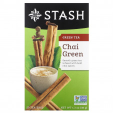 Stash Tea, Green Tea, Chai Green, 20 чайных пакетиков, 38 г (1,3 унции)