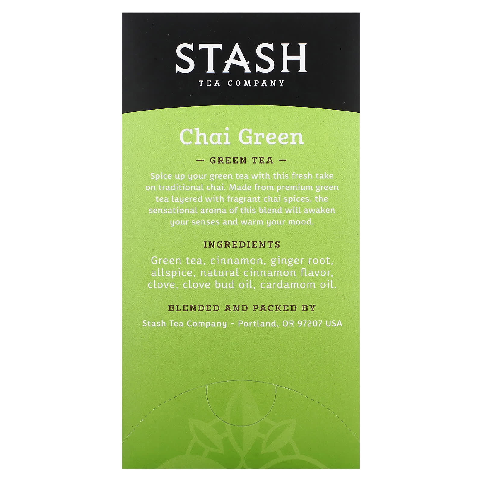 Stash Tea, Green Tea, Chai Green, 20 чайных пакетиков, 38 г (1,3 унции)