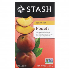 Stash Tea, Черный чай, персик, 20 чайных пакетиков, 38 г (1,3 унции)