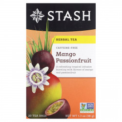 Stash Tea, Herbal Tea, манго и маракуйя, без кофеина, 20 чайных пакетиков, 38 г (1,3 унции)