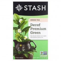 Stash Tea, Премиальный зеленый чай, без кофеина, 18 чайных пакетиков, 33 г (1,1 унции)