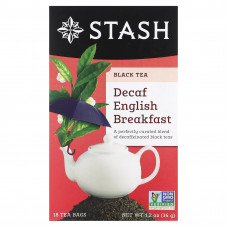 Stash Tea, Черный чай, без кофеина, английский завтрак, 18 чайных пакетиков, 36 г (1,2 унции)