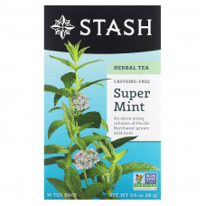 Stash Tea, Herbal Tea, Super Mint, без кофеина, 18 чайных пакетиков, 18 г (0,6 унции)