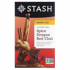 Stash Tea, Herbal Tea, Spice Dragon Red Chai, без кофеина, 18 чайных пакетиков, 36 г (1,2 унции)