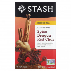 Stash Tea, Herbal Tea, Spice Dragon Red Chai, без кофеина, 18 чайных пакетиков, 36 г (1,2 унции)