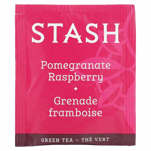 Stash Tea, Green Tea & Matcha, Гранат и малина, 18 чайных пакетиков, 1,2 унции (36 г)