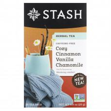 Stash Tea, Herbal Tea, корица, ваниль и ромашка, без кофеина, 18 чайных пакетиков, 25 г (0,8 унции)