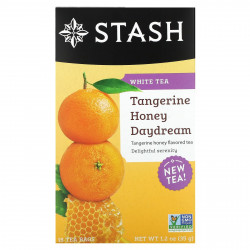 Stash Tea, White Tea, Daydream с мандарином и медом, 18 чайных пакетиков, 35 г (1,2 унции)