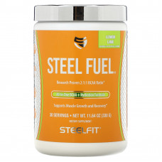 SteelFit, Steel Fuel, универсальное средство с разветвленной цепью и BCAA + увлажняющая добавка, лимон и лайм, 330 г (11,64 унции)