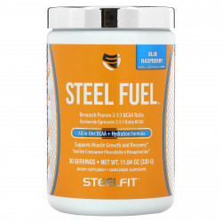 SteelFit, Steel Fuel, универсальное средство с разветвленной цепью (BCAA + Hydration Formula), голубая малина, 330 г (11,64 унции)