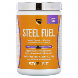 SteelFit, Steel Fuel, универсальное средство с разветвленной цепью и BCAA + Hydration Formula, виноградная сода, 330 г (11,64 унции)
