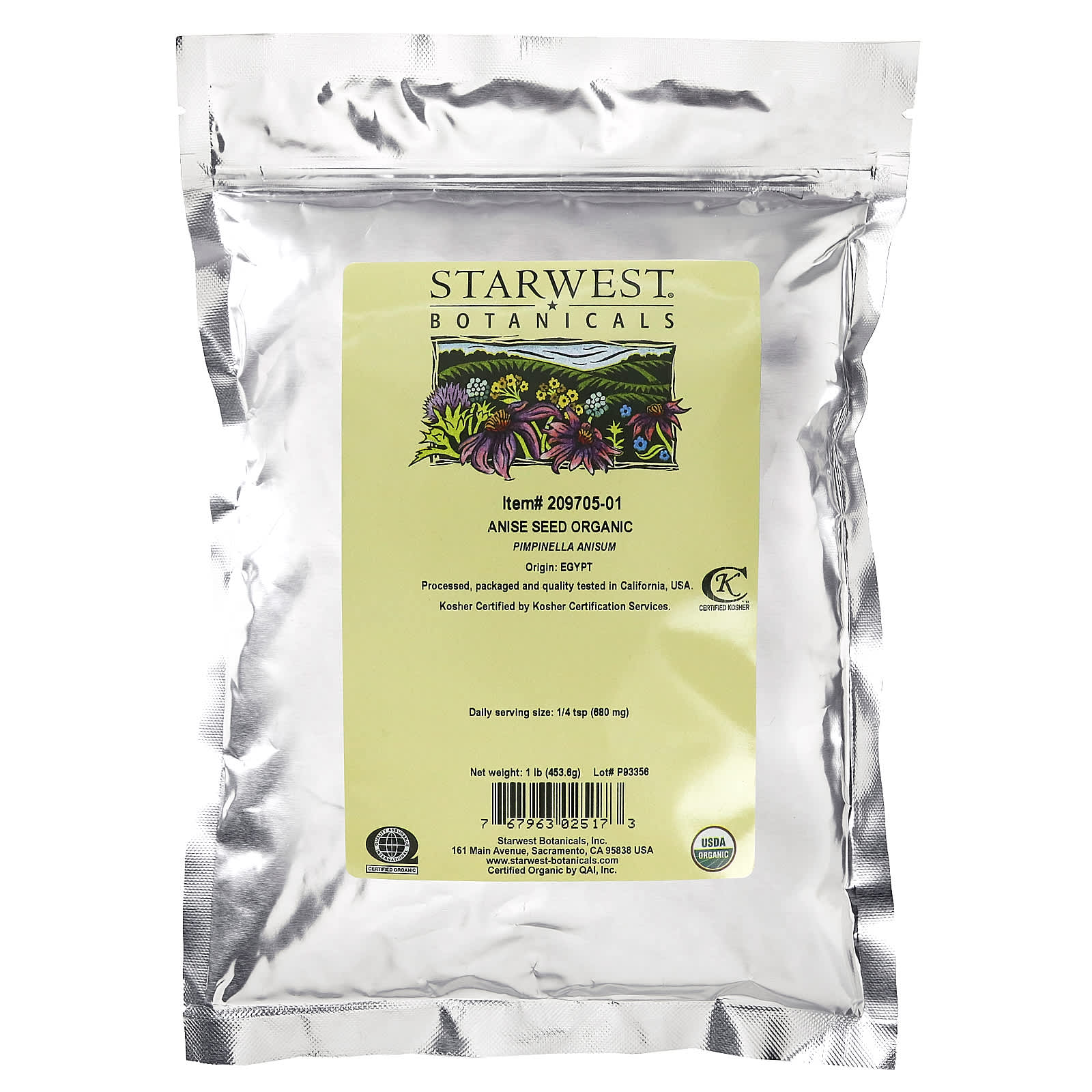 Starwest Botanicals, Семена органического аниса, 453,6 г (1 фунт)