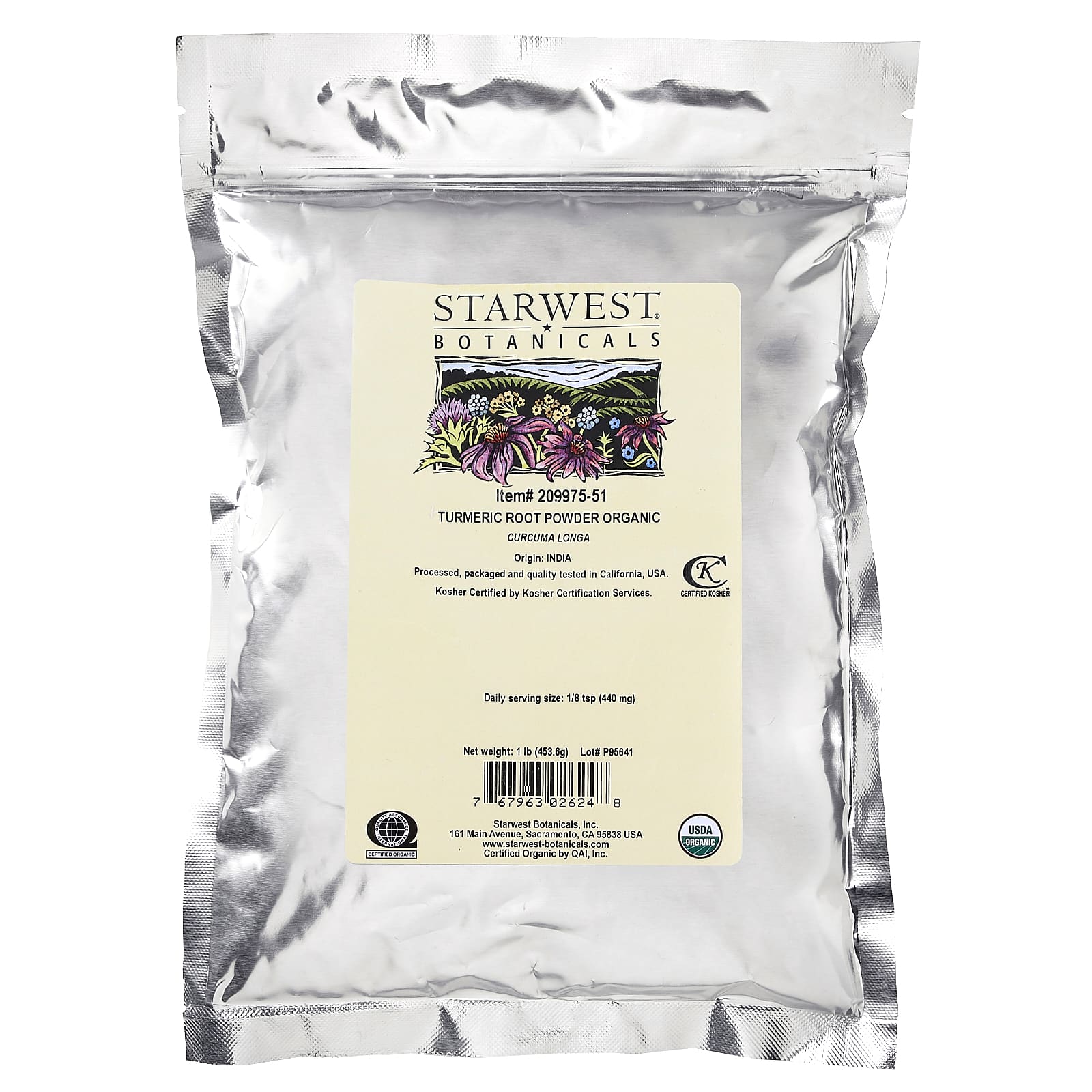 Starwest Botanicals, Органический порошок куркумы, 1 фунт (453.6 г)