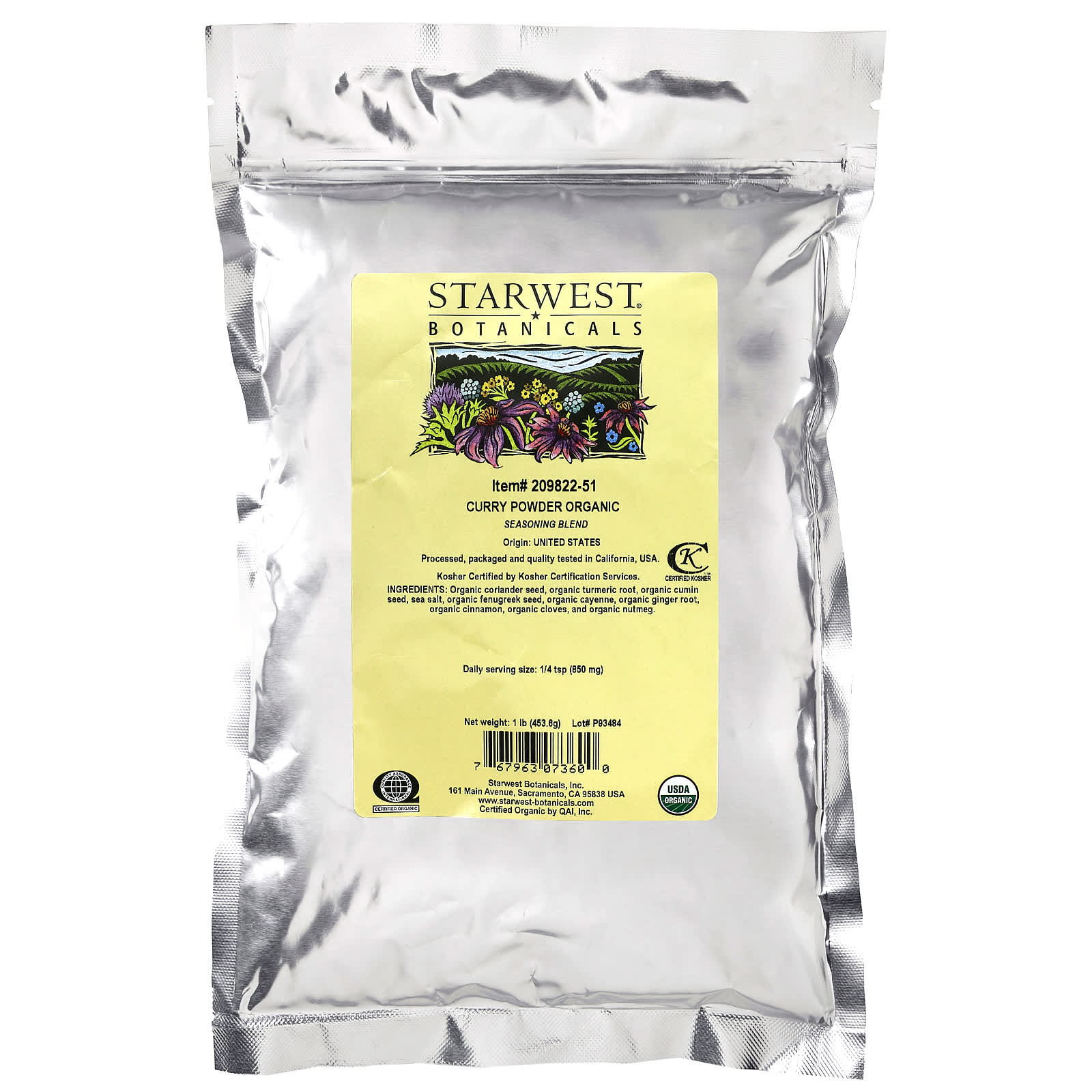 Starwest Botanicals, Органический порошок карри, 453,6 г (1 фунт)