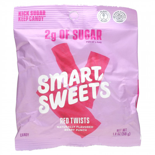 SmartSweets, Red Twists, ягодный пунш, 50 г (1,8 унции)