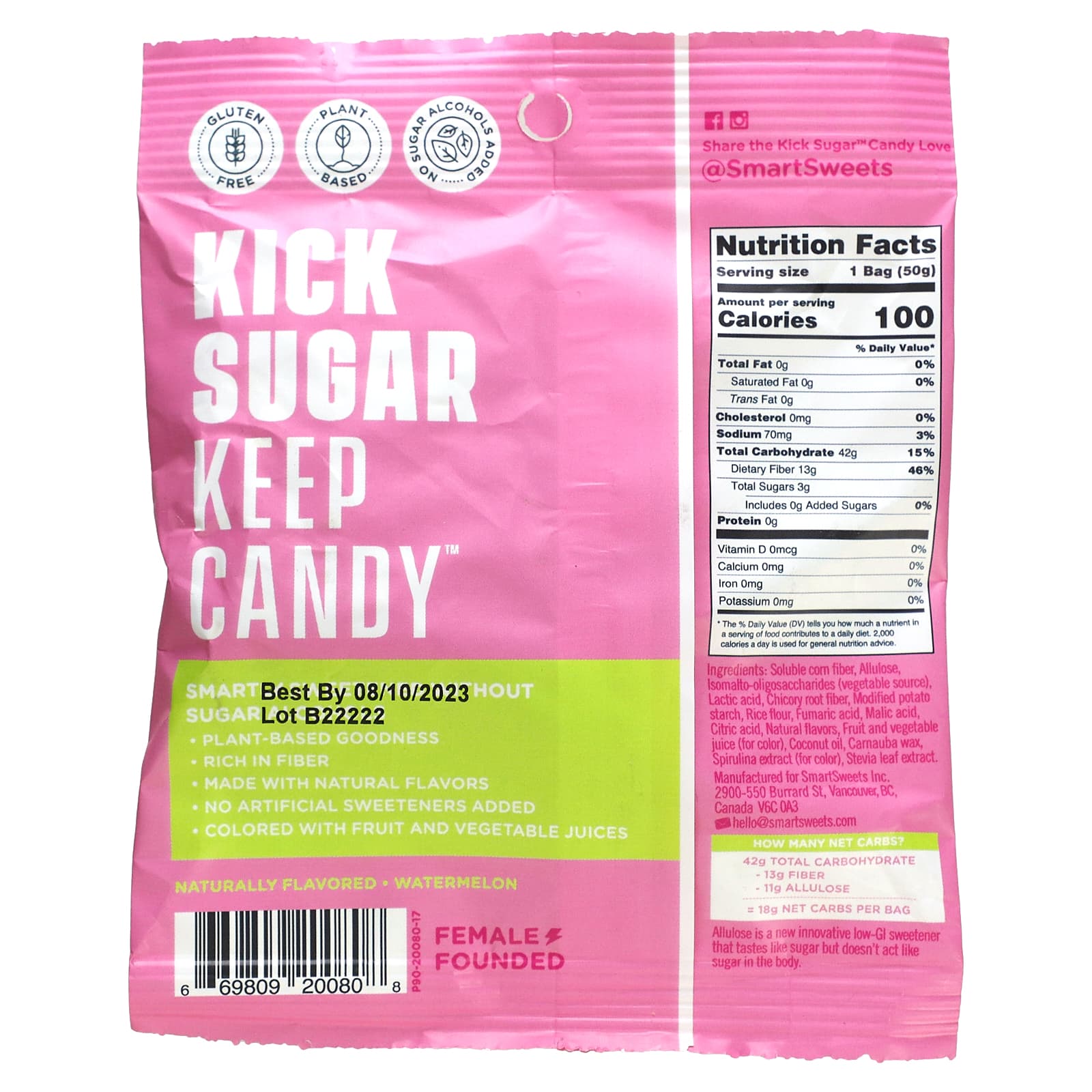 SmartSweets, Sourmelon Bites, 1.8 oz (50 g)