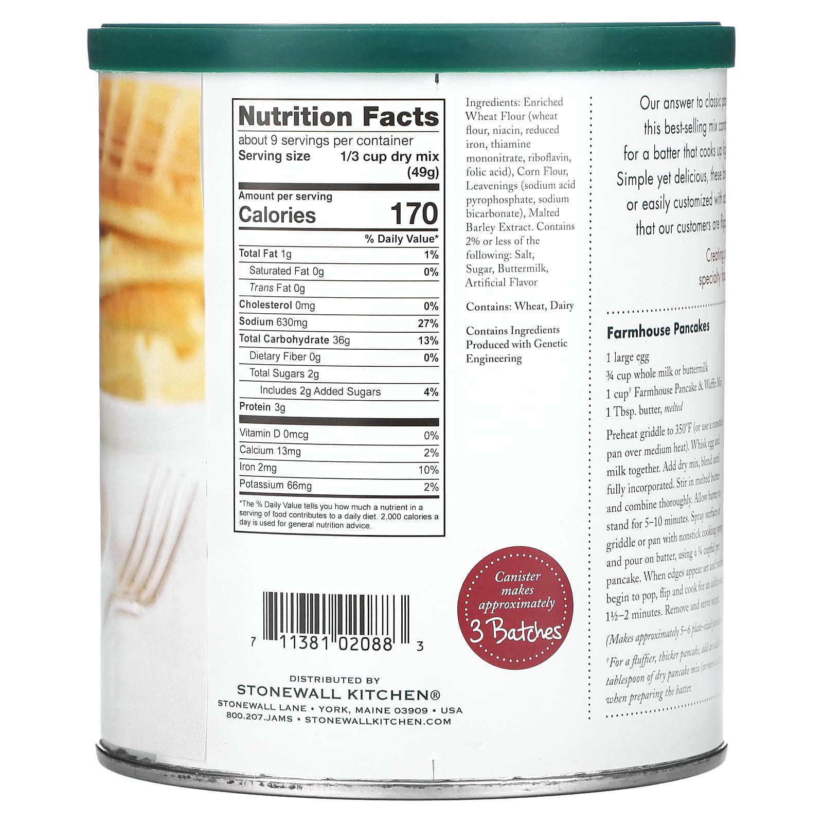 Stonewall Kitchen, Farmhouse Pancake & Waffle Mix, 16 oz (453.6 g)