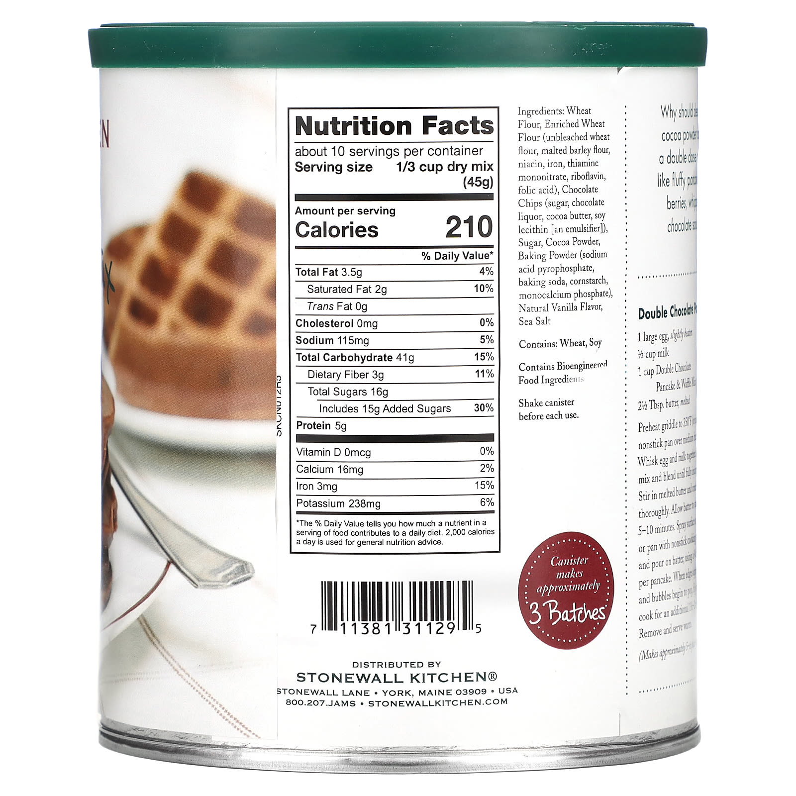 Stonewall Kitchen, Double Chocolate Pancake & Waffle Mix, 16 oz (453.6 g)