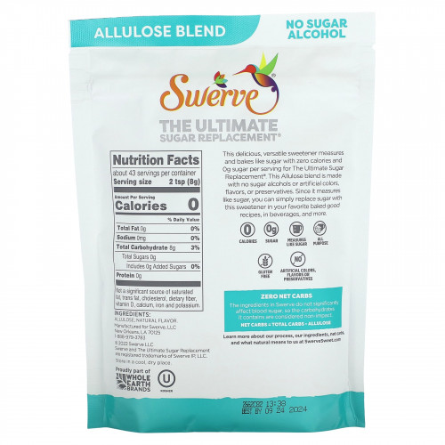 Swerve, The Ultimate Sugar Replacement, смесь аллулозы, 340 г (12 унций)
