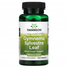 Swanson, Gymnema Sylvestre Leaf, полный спектр действия, 400 мг, 100 капсул