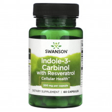 Swanson, Индол-3-карбинол с ресвератролом, 200 мг, 60 капсул